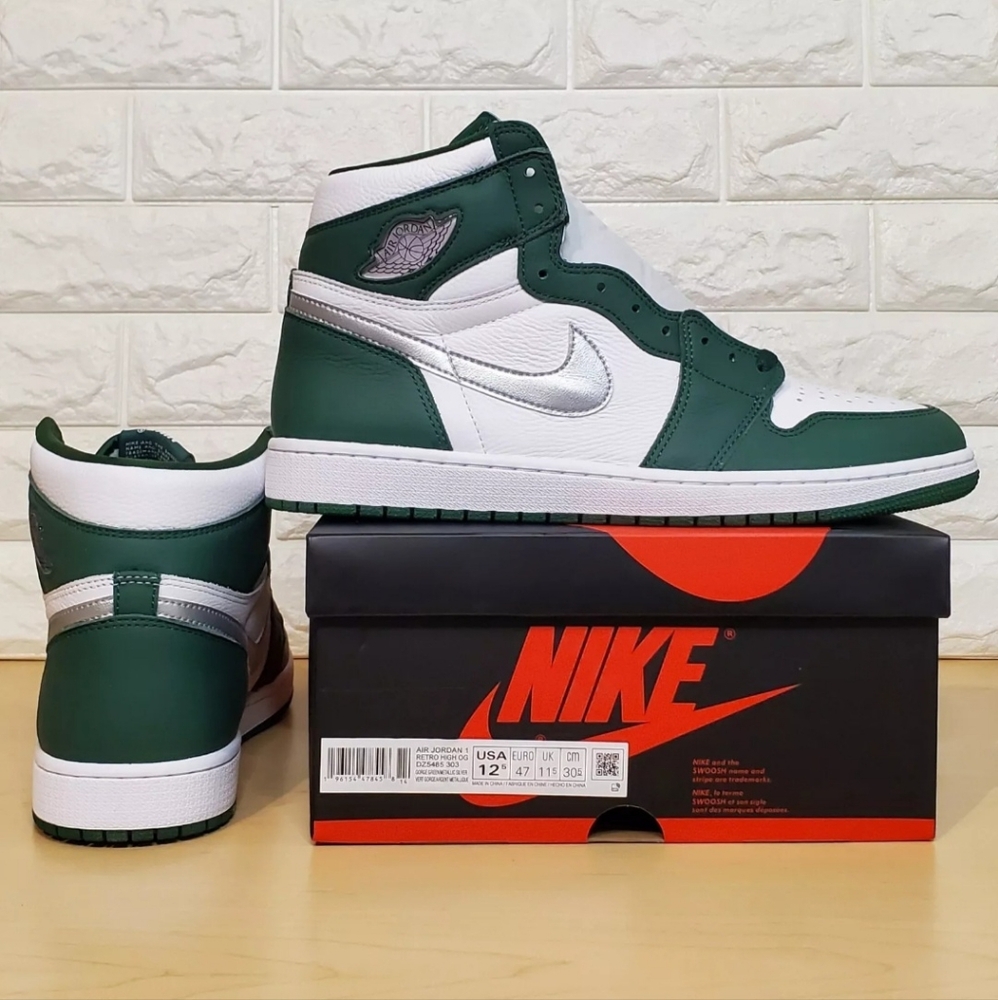 Air Jordan 1 Retro High OG Size 12.5 Gorge Green Metallic Silver DZ5485-303